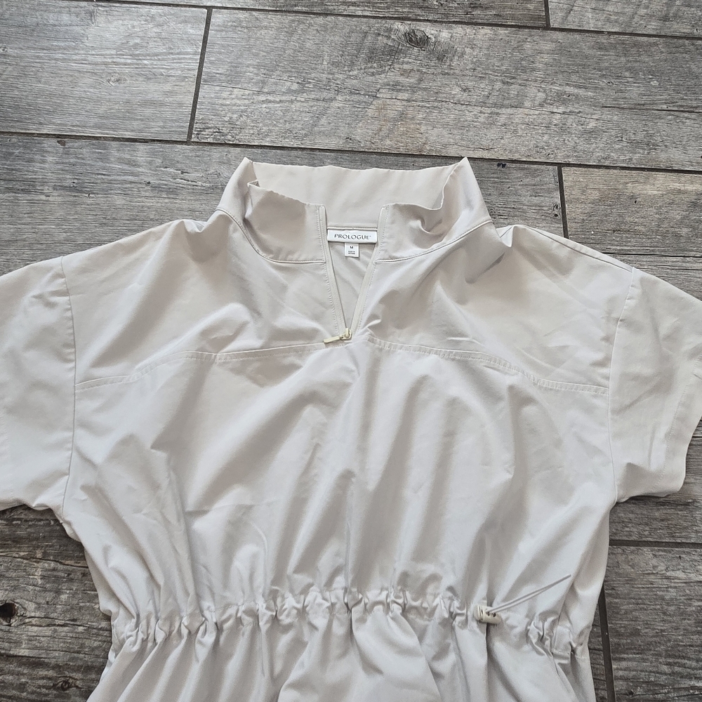 Prologue Cream Windbreaker Mock Turtleneck Short Sleeved Lightweight Dress, M - Picture 10 of 10
